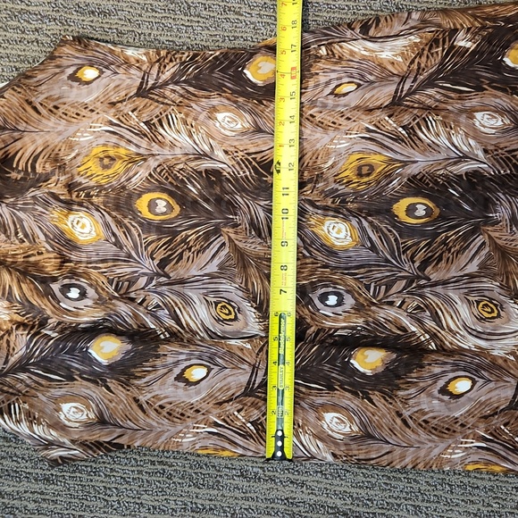 Tory Burch Brown Peacock Feather Dress Size 10 - Picture 9 of 14